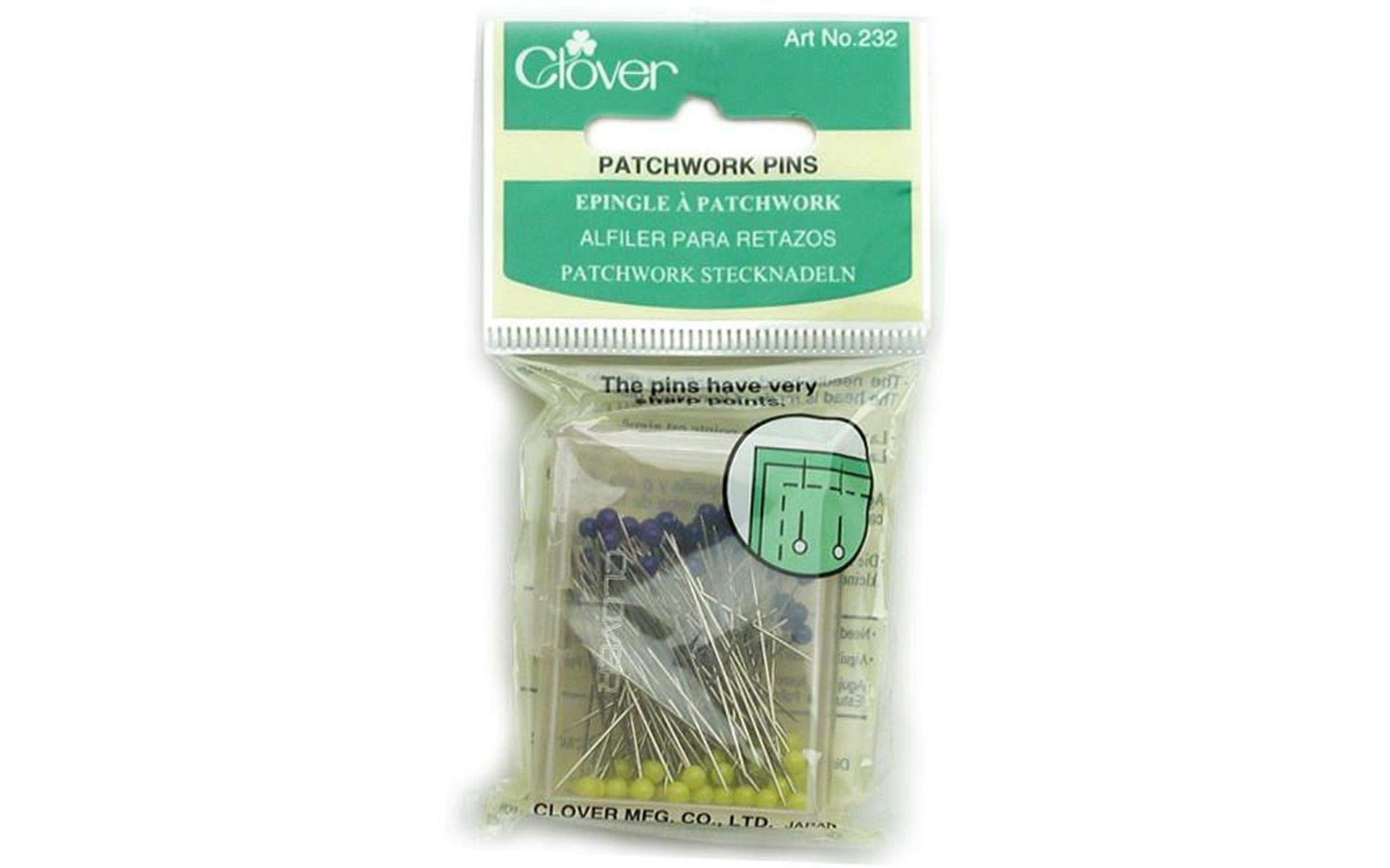 Clover Patchwork Quilt Pins Glass Head 1.38" 100pc
