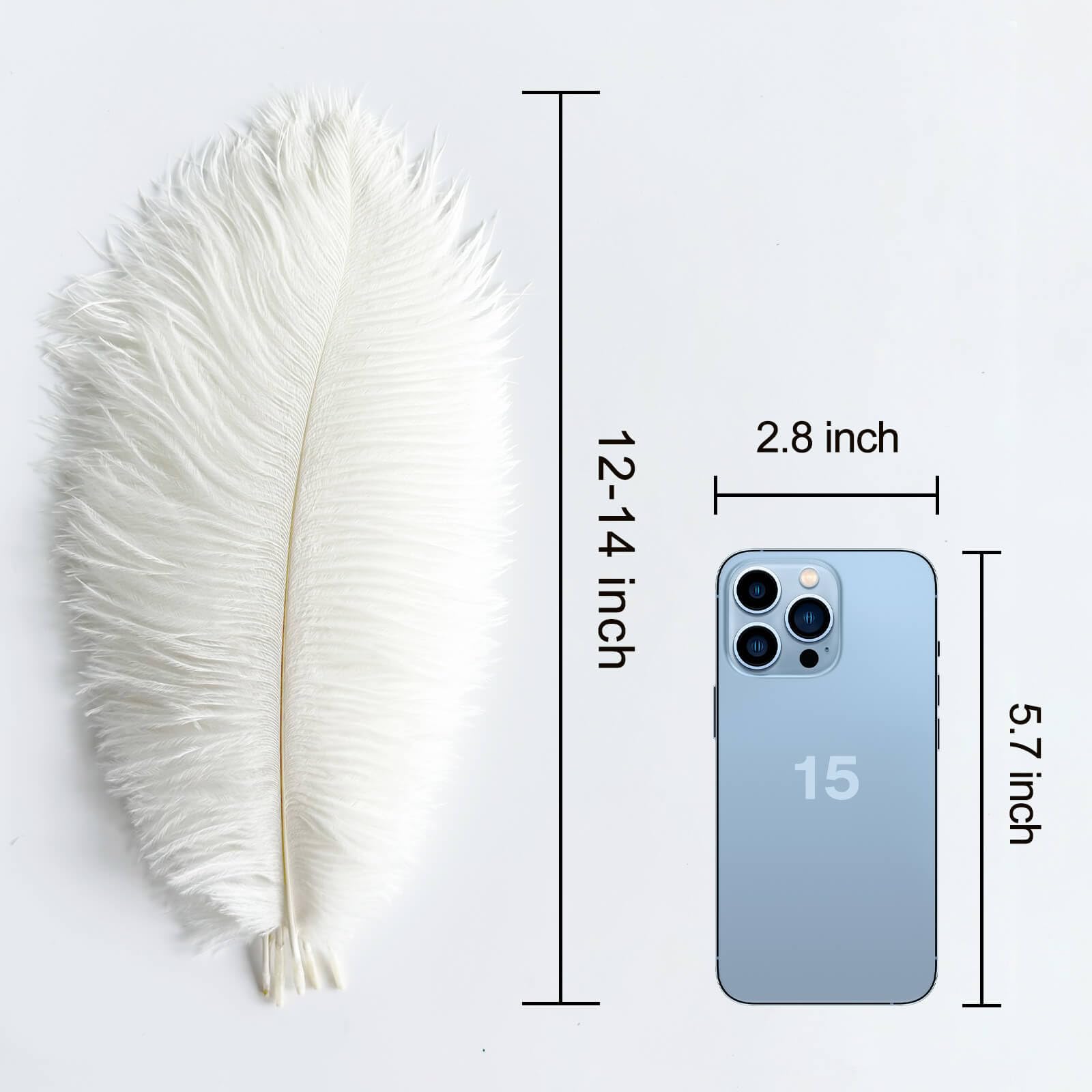 Piokio 40 pcs Natural White Ostrich Feathers 12-14 inch(30-35 cm) Bulk for Wedding Party Centerpieces and DIY Clothes Decoration, Gatsby Decorations