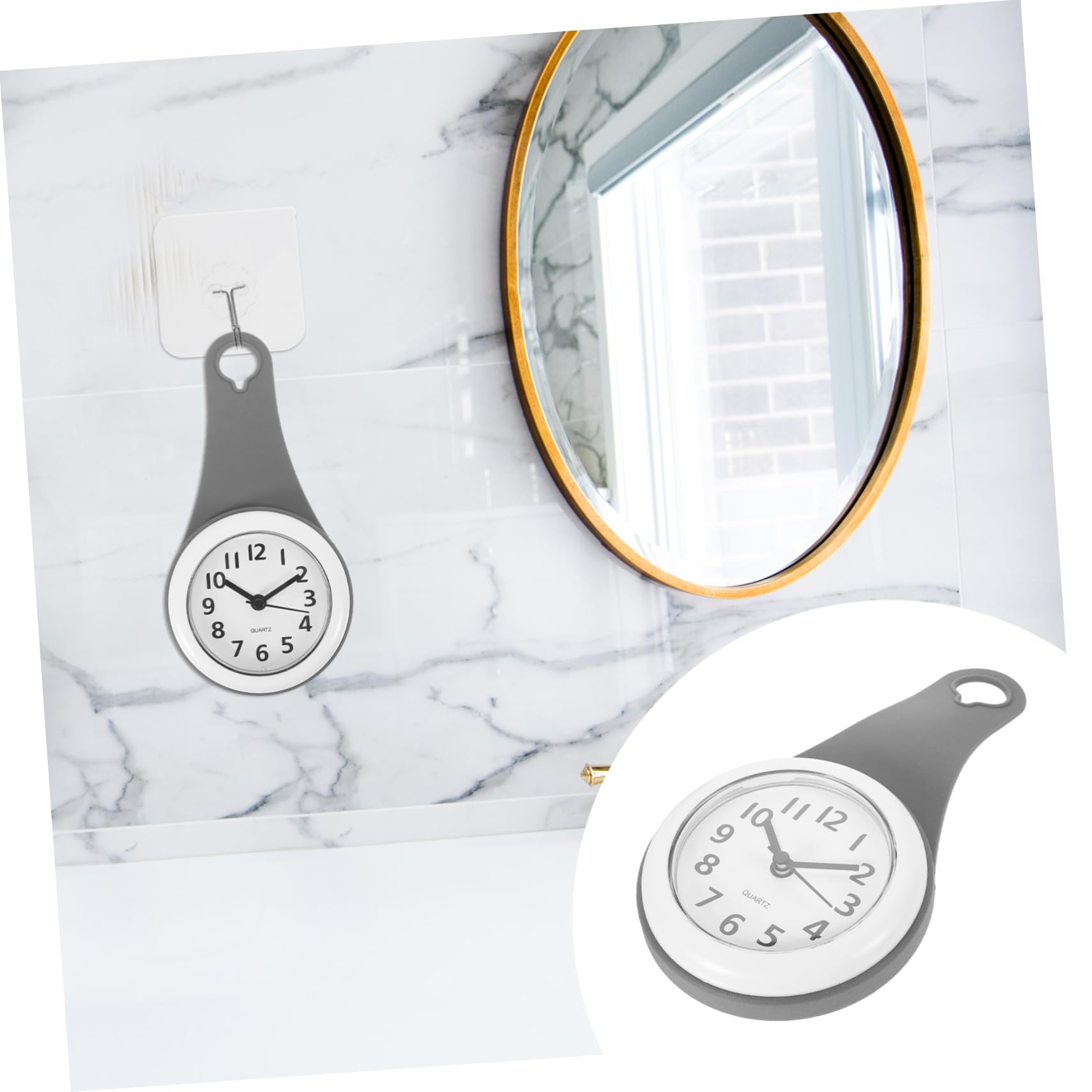 Cabilock Silent Bathroom Wall Clock Modern Design Waterproof Anti-Fog Clock for Shower/Kitchen