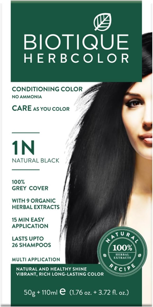 Biotique Bio Herbcolor 1N Natural Black, 50 G + 110 ML