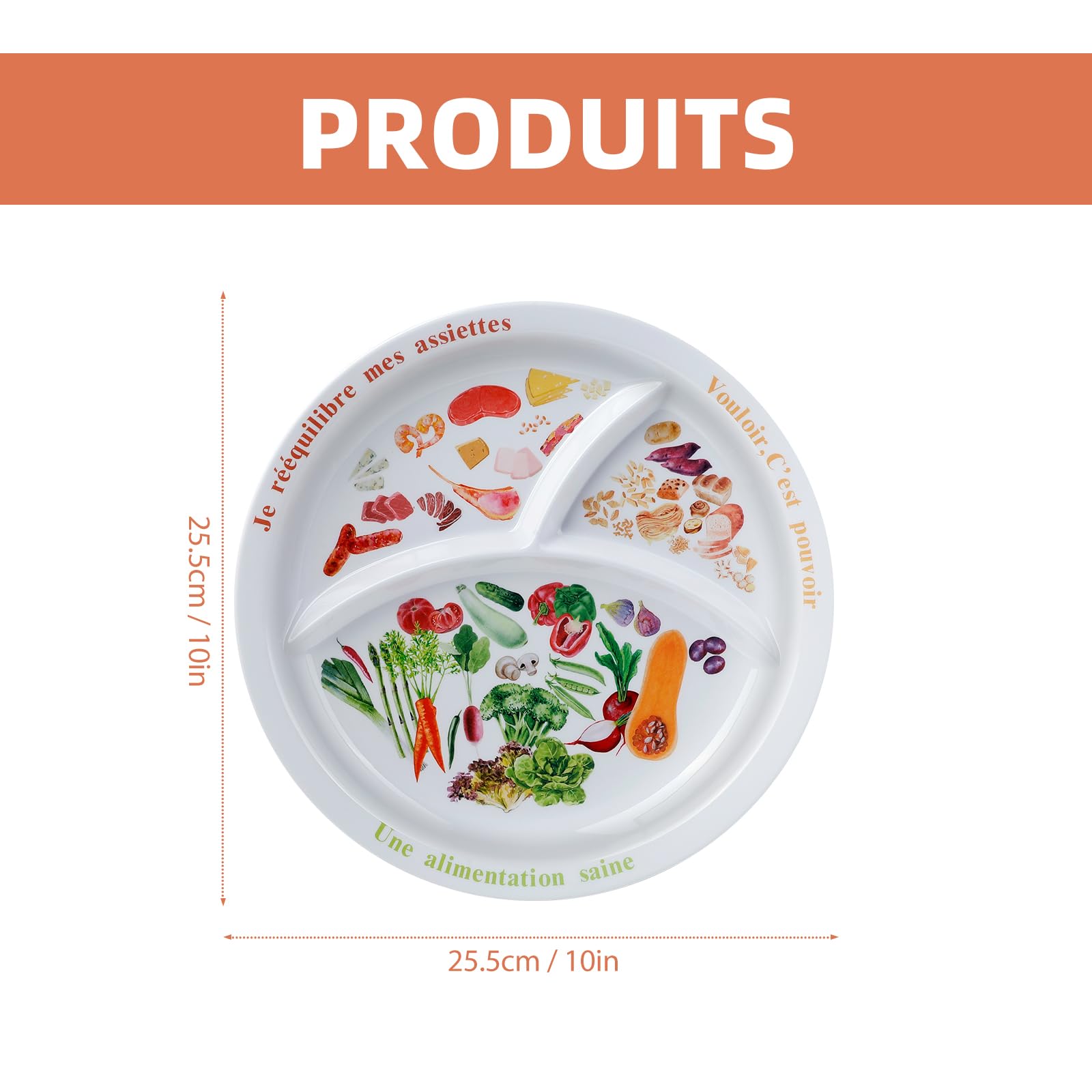 Piatti macro dietetici per dieta bariatrica, perdita di peso e cibo equilibrato piatto dietetico per adulti - controllo sano delle porzioni(francese)-2