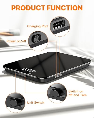 Miniatura 7 de 33 libras y recargable por USBBáscula digital comercial de cocina para alimentos, báscula de cocina digital de vidrio impermeable, peso digital de