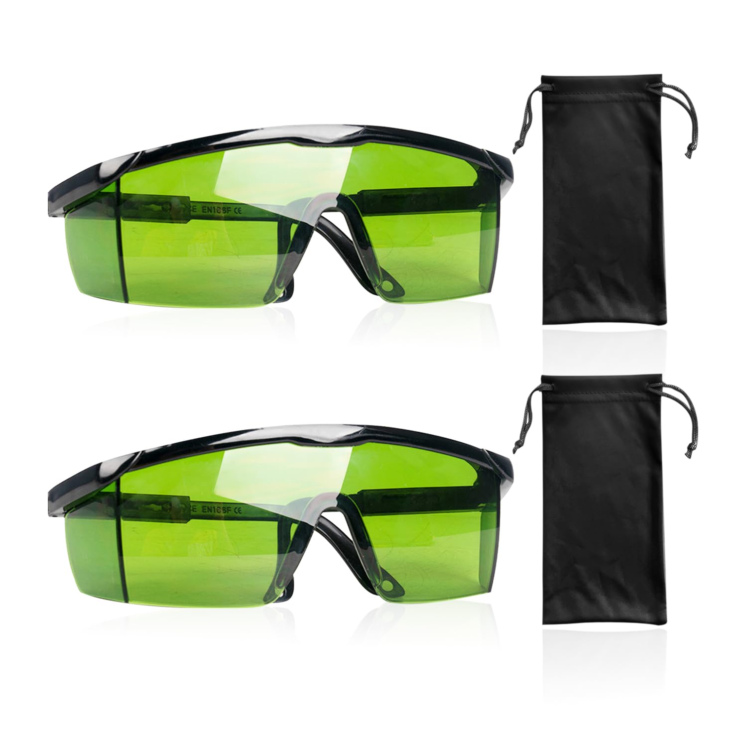 NyxSeat 2 gafas protectoras, 2 bolsillos para gafas, gafas de protección, gafas de protección láser, gafas de protección UV (verde)