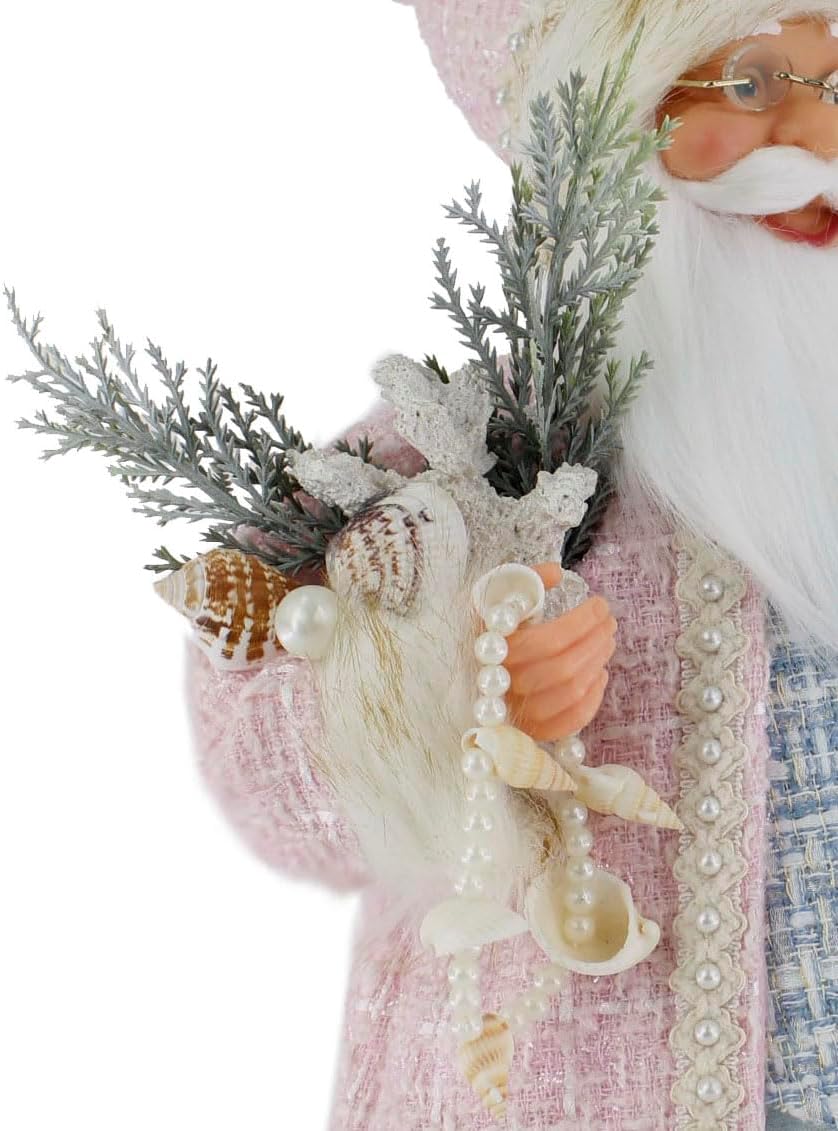 Windy Hill Collection 16" Pink & Blue Cloud Coastal Santa Claus Christmas Figurine Figure Decoration 164006