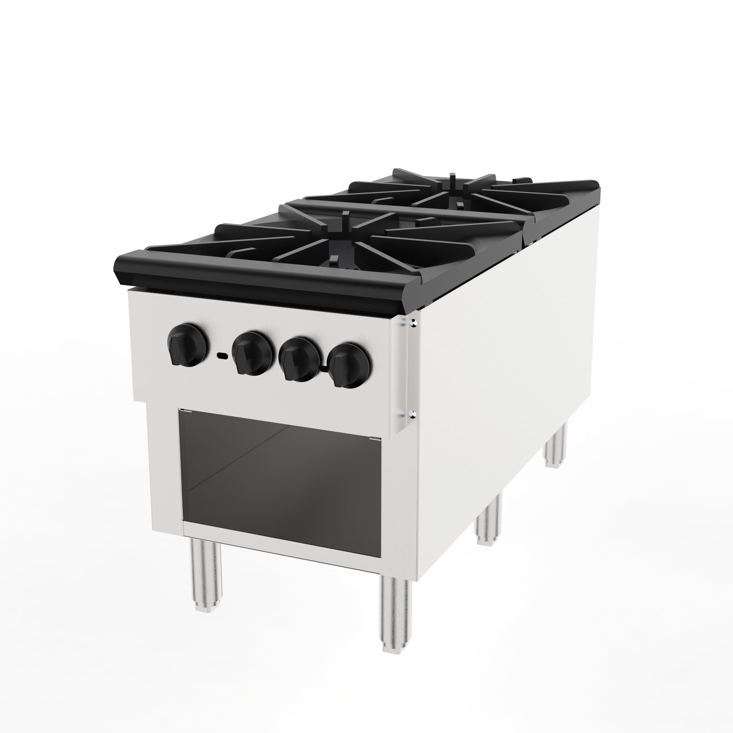 Commercial Gas Stove with Cabinet, 2 Burners Propane and Natural Gas Stove, Stainless Steel Hot Plate, Commercial Cooking Equipment for Restaurant Kitchen, 56,000 BTU