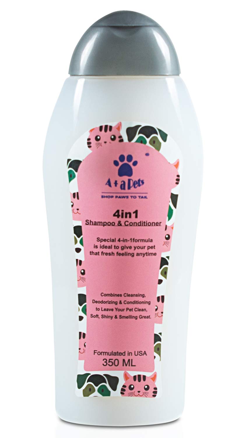 A+a Pets' 4in1 Pet Shampoo and Conditioner | Detangles & Moisturises with Natural Vitamins | No Ticks No Fleas (350ml)