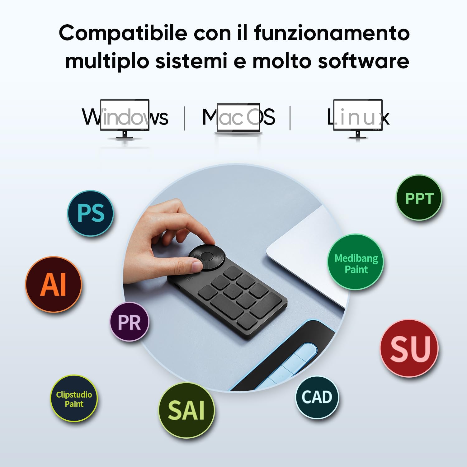 XP-PEN Telecomando Wireless di scelta rapida ACK05 Tastiera Remota Bluetooth 5.0 fino a 40 Funzioni per Tavoletta Grafica, ideale per il design