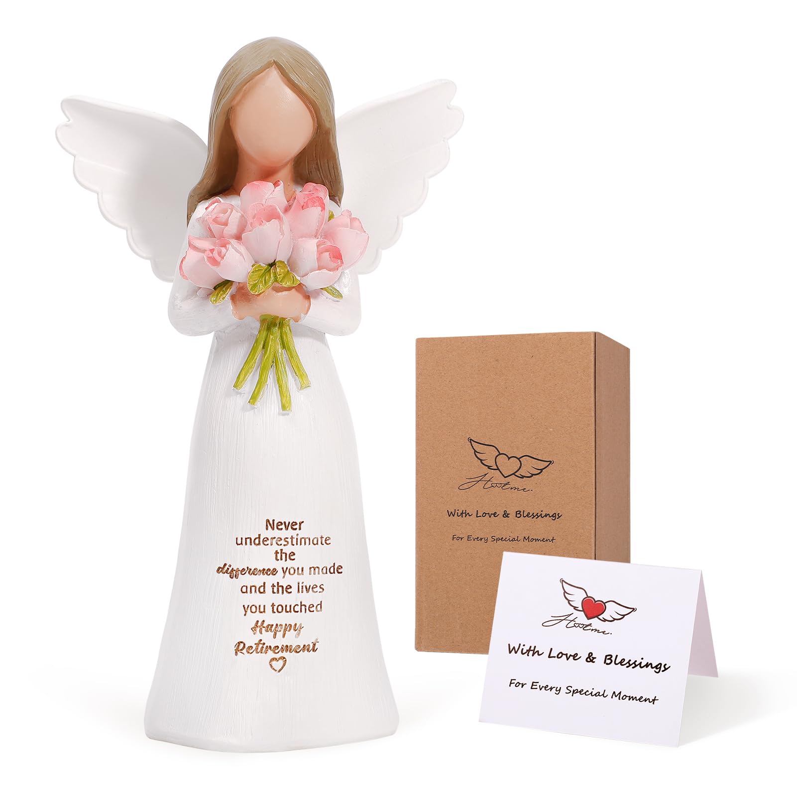 Sculpture d'ange tulipe rose : cadeau de retraite significatif en résine fine