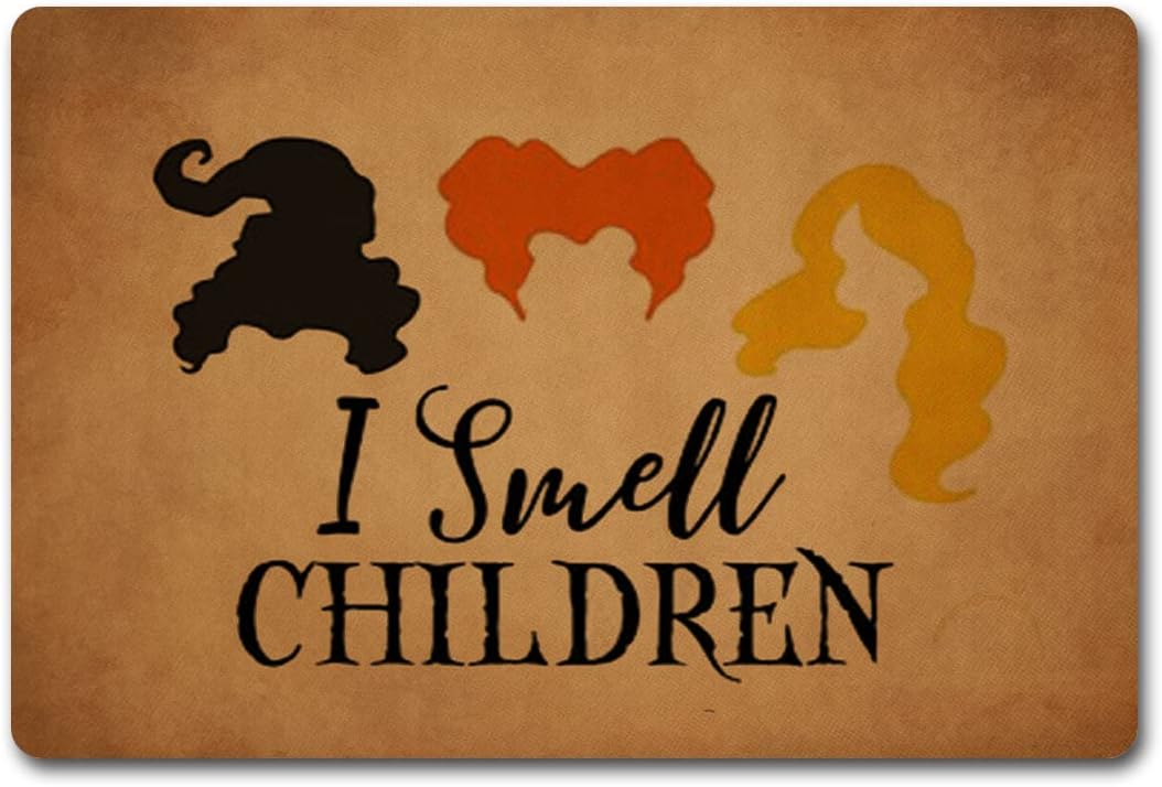 ZQH Mats Funny Welcome Doormat Indoor Decor Halloween Doormat Halloween Decor I Smell Children Hocus Pocus Doormat Personalized Monogram Anti-Slip Rubber Back Novelty Mat (23.7 X 15.9 in)