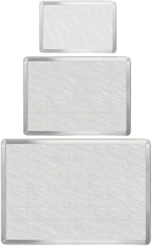 Aluminum Rectangular Pizza Screen for Oven Baking, Heavy Duty Mesh Net Pan with Even Heat Distribution, Commercial Grade Crisper Tray Alternative, Silver(20 * 30CM)