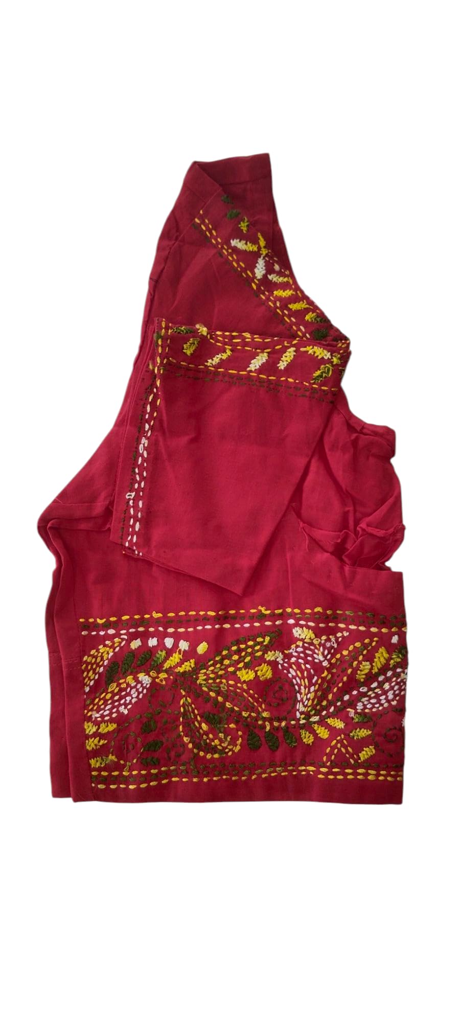 Traditional Silk Brocade Blouse for Women, Regular Fit, Half Sleeve, Maroon with Embroidered Design, Size 32, Hand Wash Only, 5 Pack-image-31