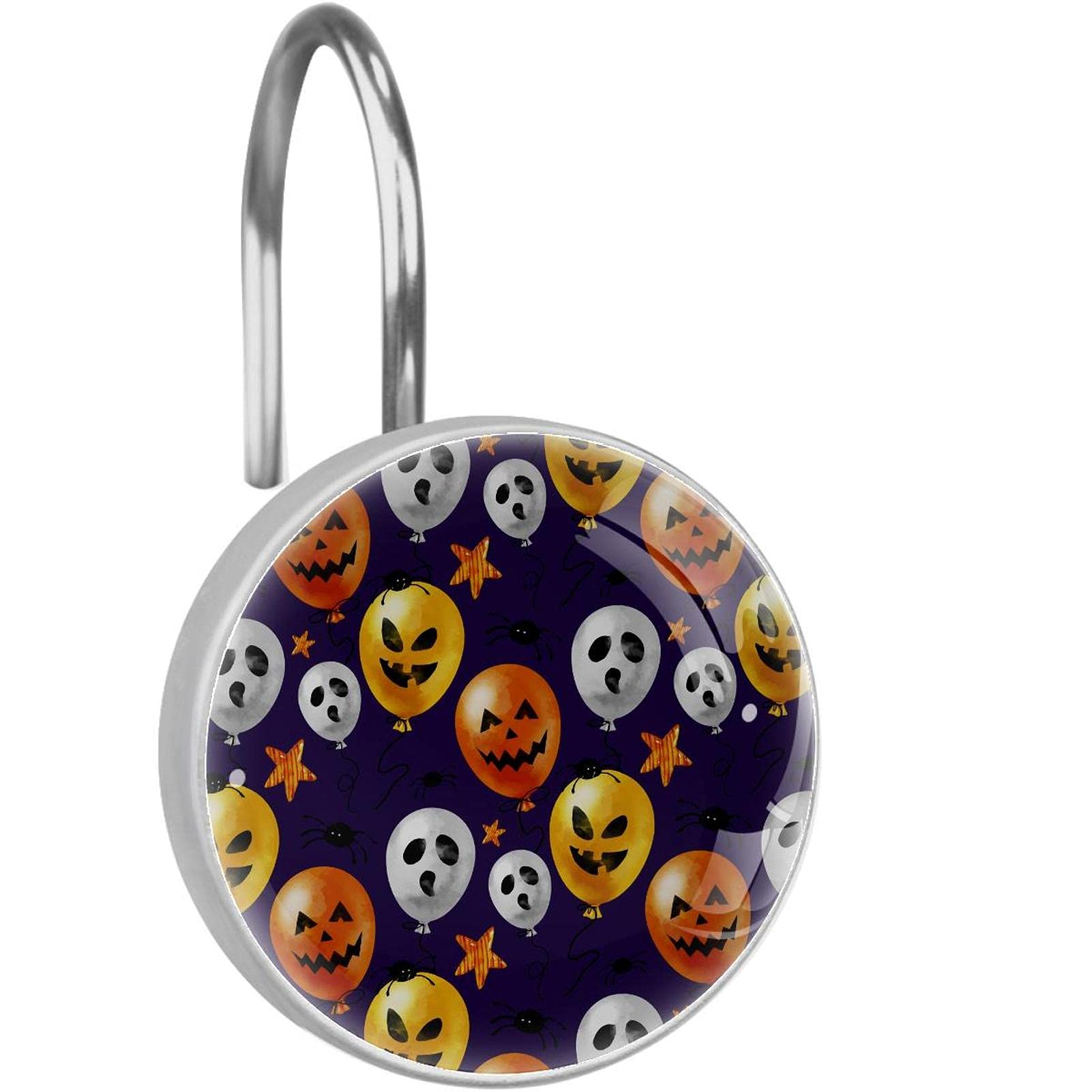 Crochets rideau de douche violet Halloween en acier inoxydable lot de 12