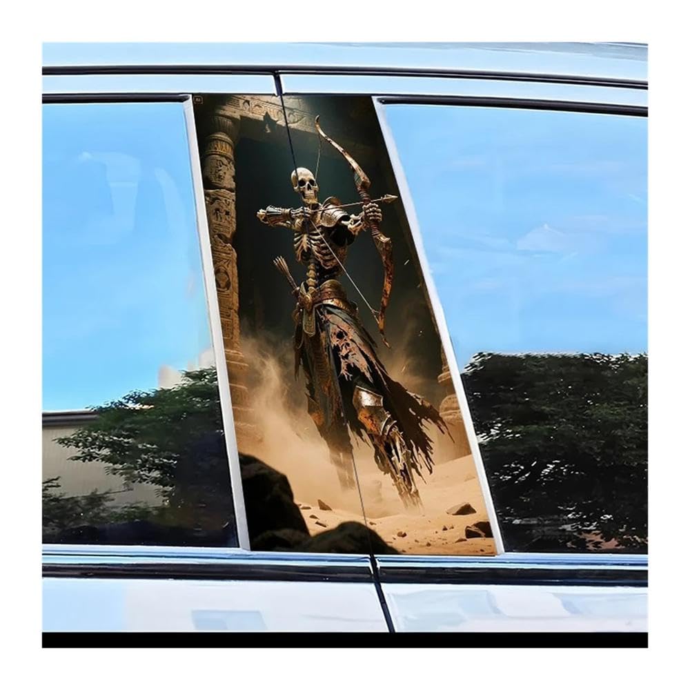 Decorative Items 2pcs Car Door Pillar Decoration Sticker Skeleton Archer Scratch Protection Decals