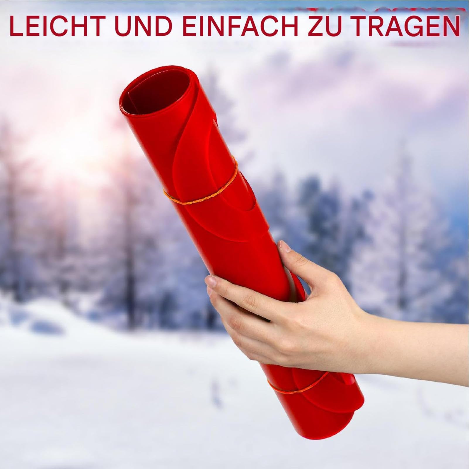Luge à neige à roulettes, toboggan à neige robuste avec poignées renforcées, légère et stable, équipement de loisirs d'extérieur pour enfants et adultes