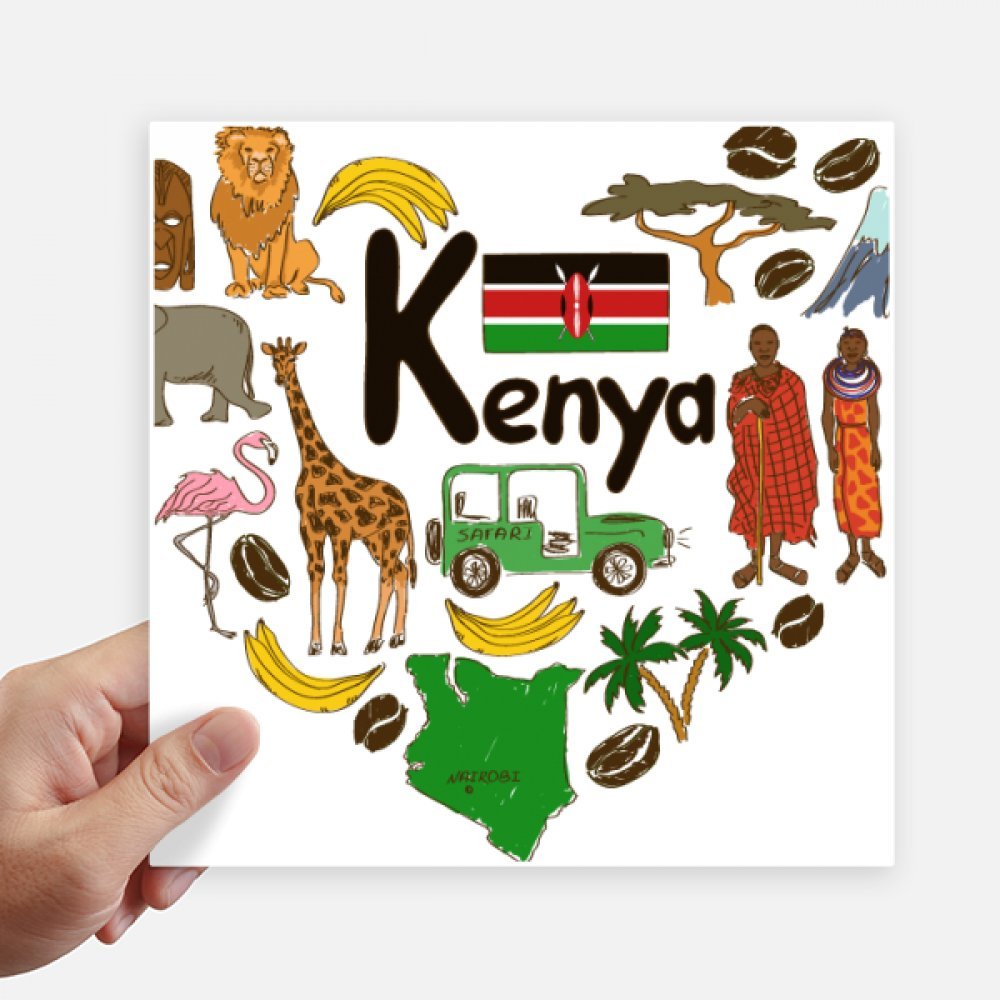 Drapeau Kenya autocollant pour moto et mur stickers multicolores carrés de 20cm