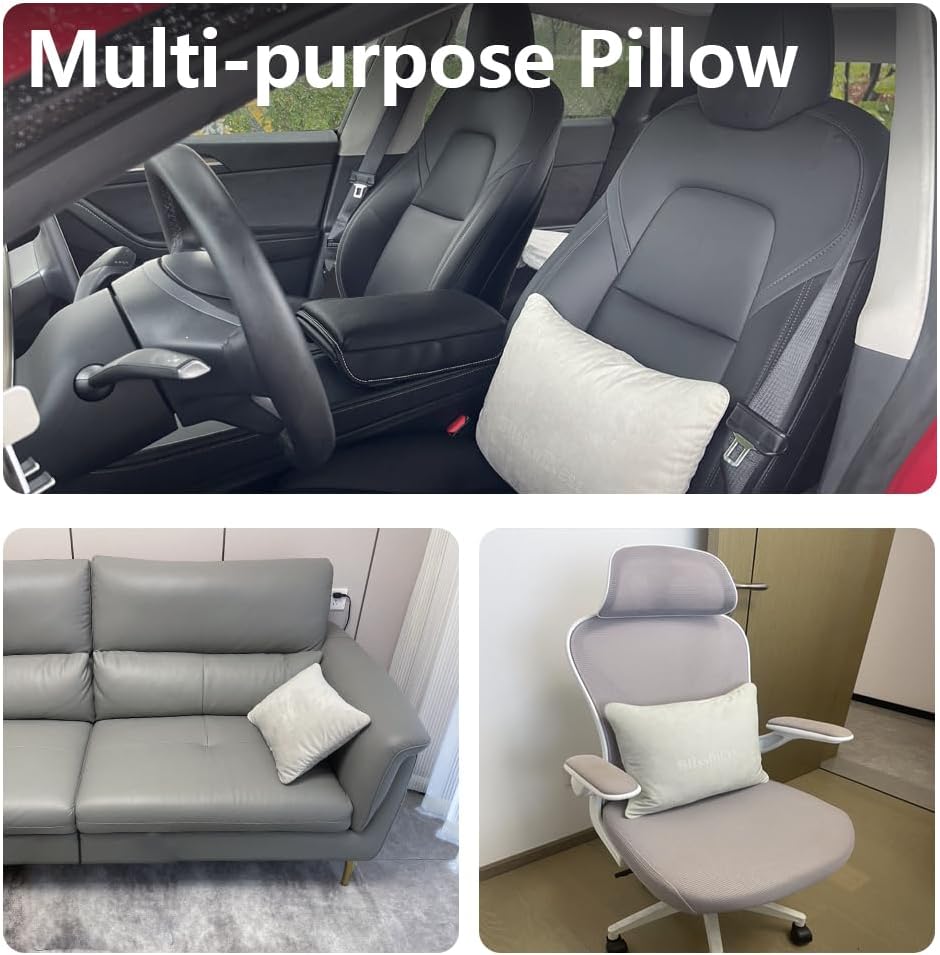 Suede Lumbar Support Pillow 1 Pack Uniquely Designed for Lower Back Support Neck Support Cushion Multi-Purpose Pillow Extra Soft - Image 5