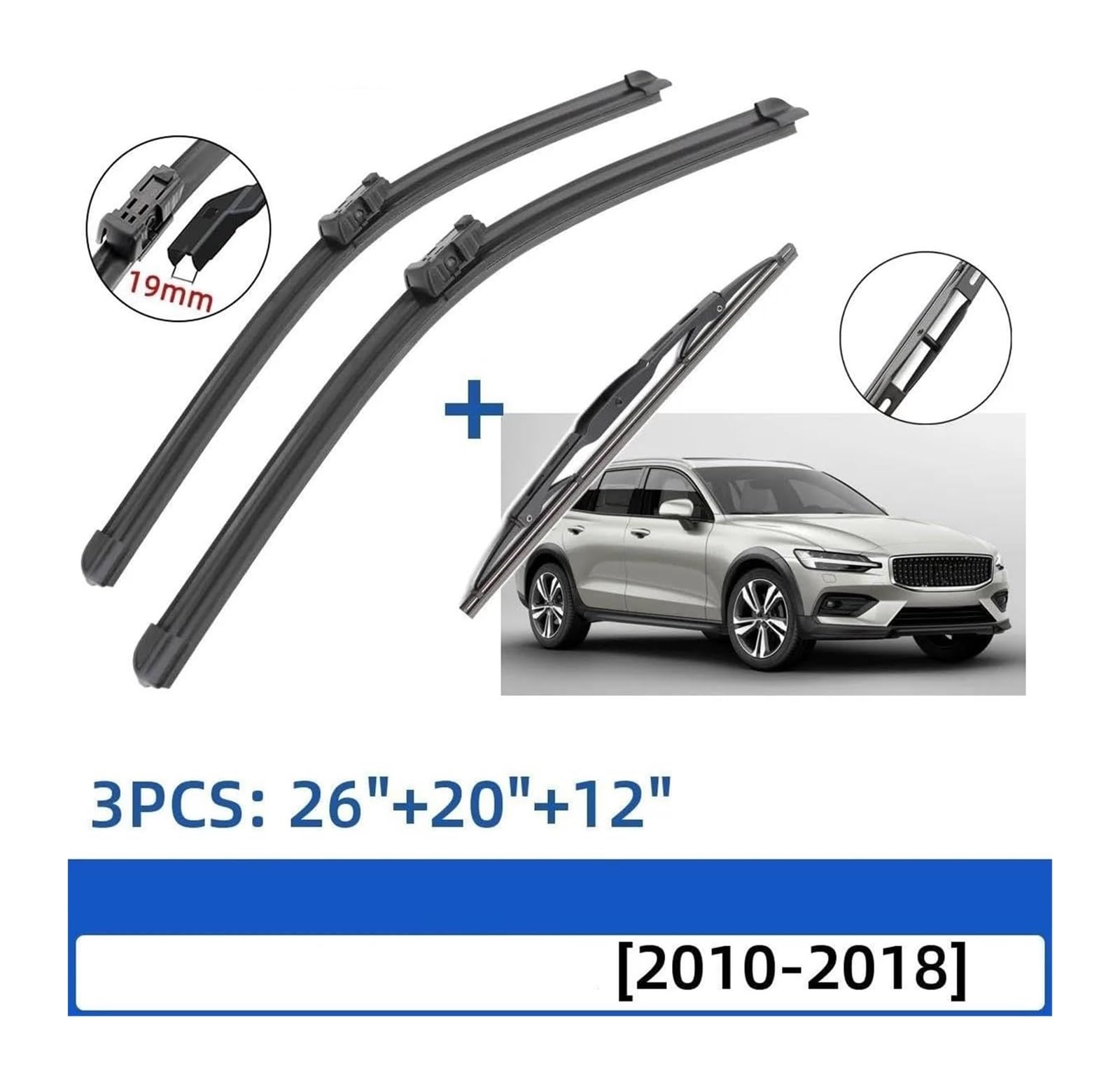 parabrezza tergicristalli Per Volvo V60 Hatchback 2010-2018 26 "+ 20" + 12 "Spazzole Tergicristallo Anteriori Posteriori Parabrezza Finestra Spazzole Tergicristallo Auto