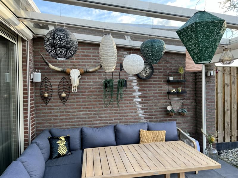 5 x Solar Lampions mit Motiv - Ovale Form - 20 B x 40 H - Grau