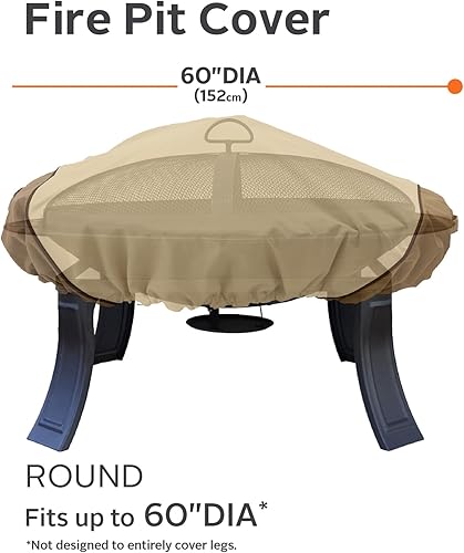 Vista 3 de Classic Accessories cobertor para fogata de terraza redonda, L, Pebble