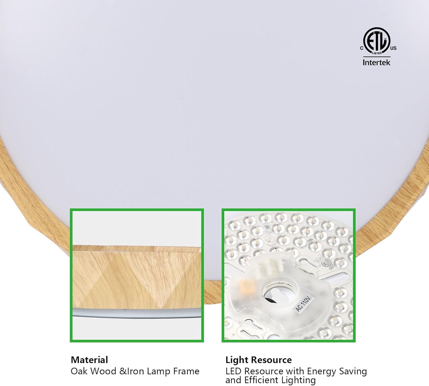 15IN 42W LED Flush Mount Ceiling Light Dimmable with Remote, 2700K-5000K Modern Farmhouse Oak Wood Grain Ceiling Light for Kitchen Bedroom Hallway Living Room