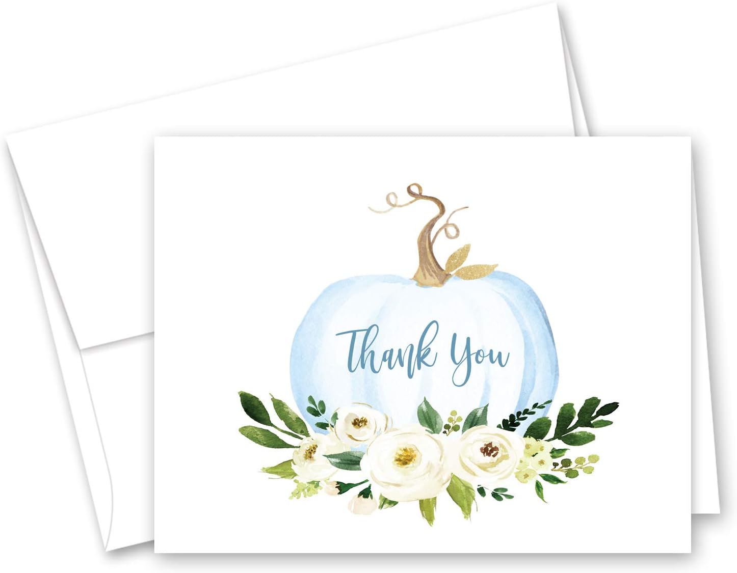 Blue Pumpkin Thank You Cards and Envelopes - 50 cnt