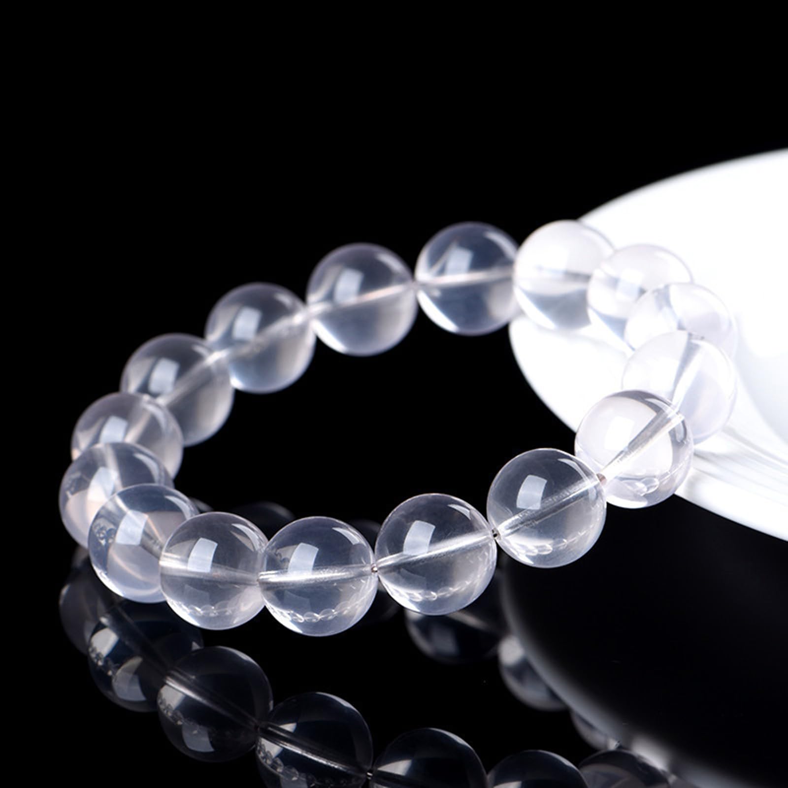 Natürliches Sternquarz-Perlenarmband für Damen, milchig-weißes Kristall-Edelstein-Perlenarmband, Heilstein-Yoga-Energieschmuck,11~11.8mm