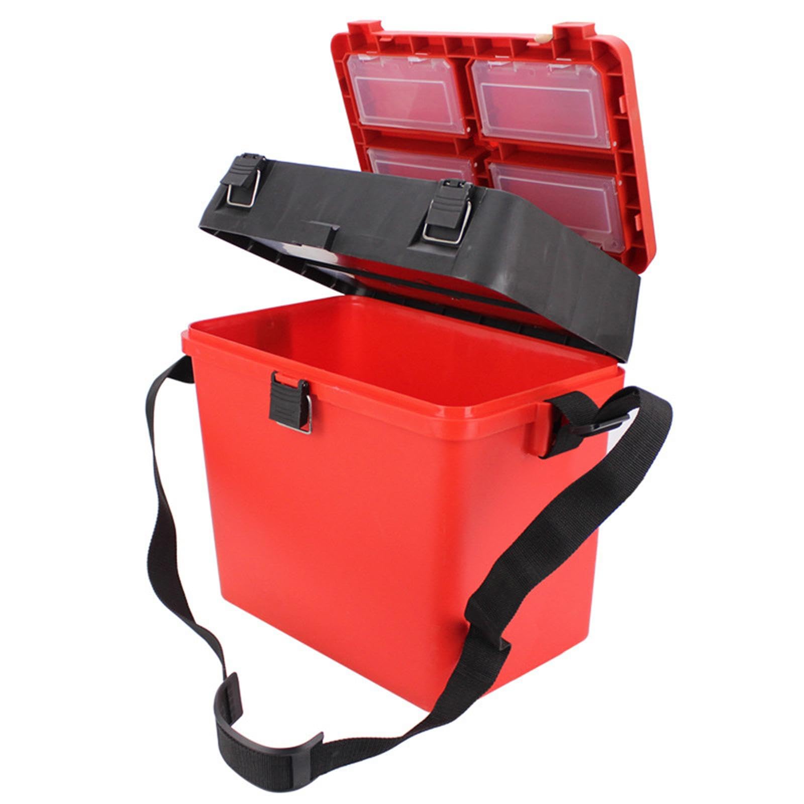 Angeln Groß Fishing Tackle Box mit Verstellbarem Trennsystem Tragbarer Faltgriff Robuste Sitzfunktion mit Zugang Zur Fischereiausrüstung Wasserdichter