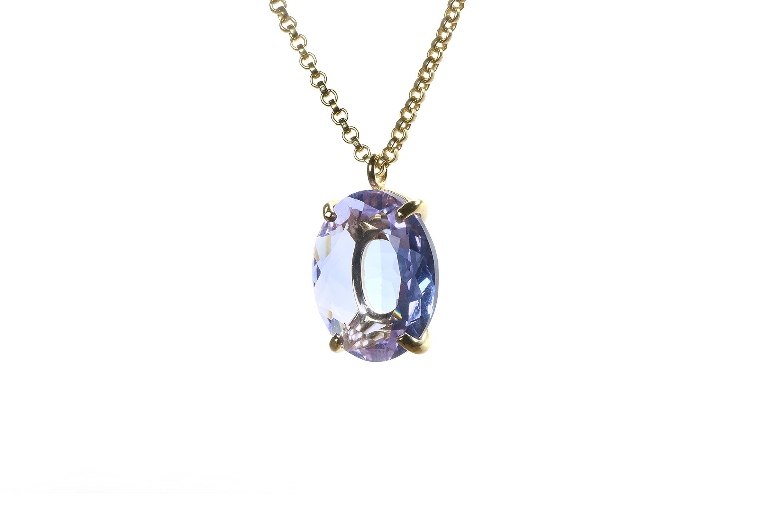 Collana Ovale con Ciondolo di Tanzanite - Classica Collana in Oro con Pietra di Compleanno - Radiosa Collana di Cristallo con la Pietra di Compleanno di Dicembre, Collana Dichiarazione - Fatta a Mano