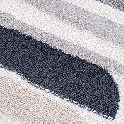 Abani Rugs Cream And Gray 8 Ft. X 10 Ft.(7'9"X10'2") Contemporary Neutral Paint Line Area Rug. Superior Turkish Stain Resistant Area Rug #TOP6