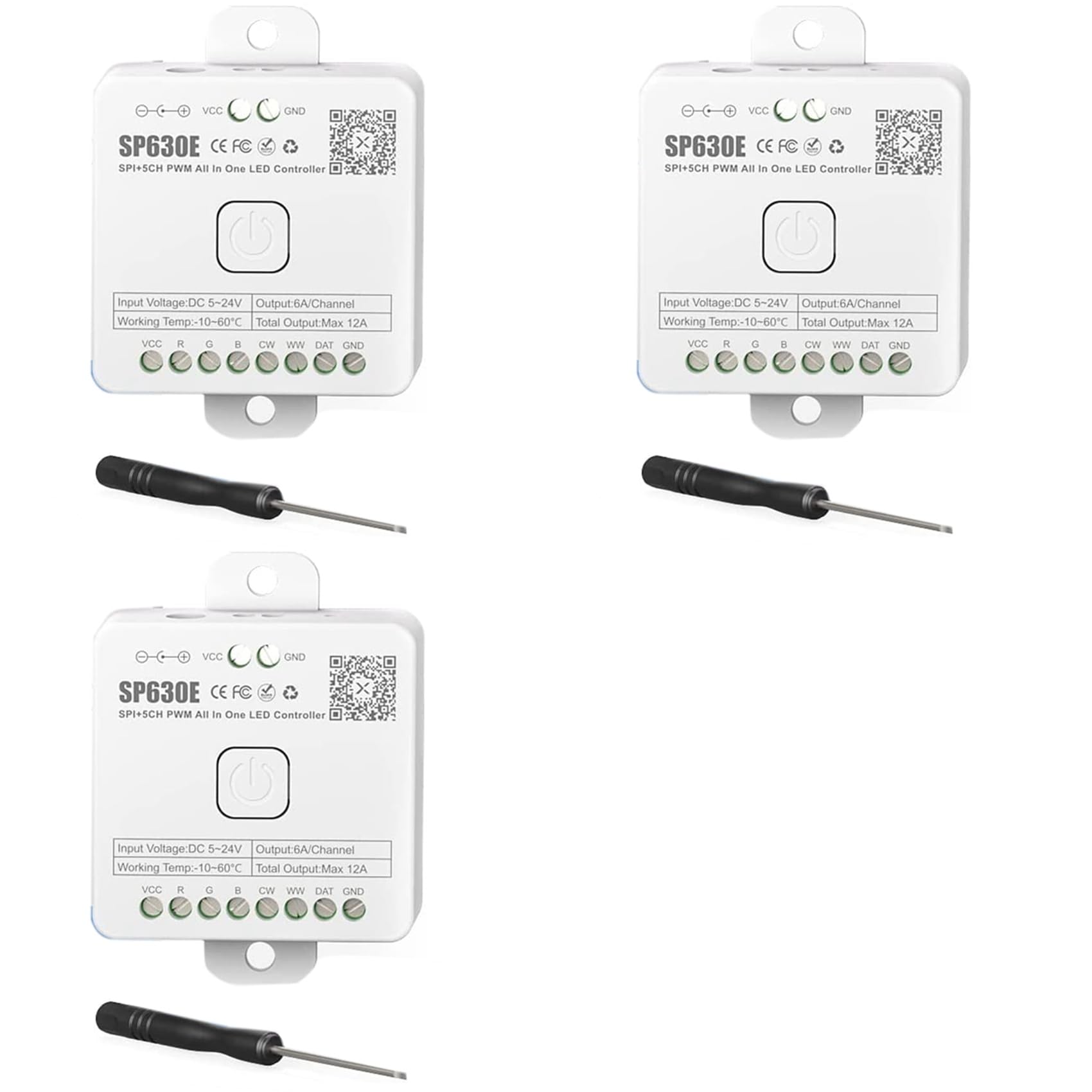 Jnchdghwa White 3X Sp630e Bluetooh Led Controller Support Pwm Monochrome Cct Rgb Rgbw Rgbcct Or Spi Ttl Ic Chip Led Strip Ws2811 Ws2812b