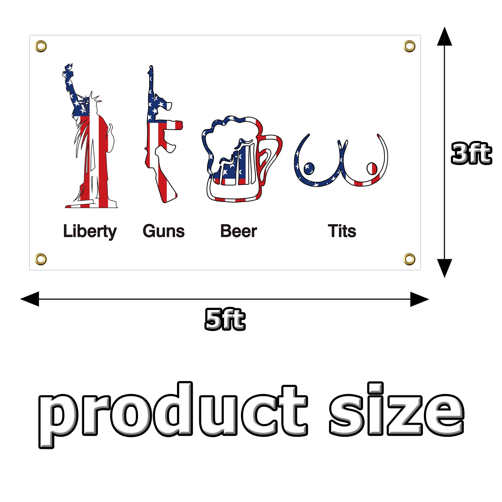 Drapeau Américain Patriotique 'Liberté, Bière, Fusils' - Déco Jardin/garage
