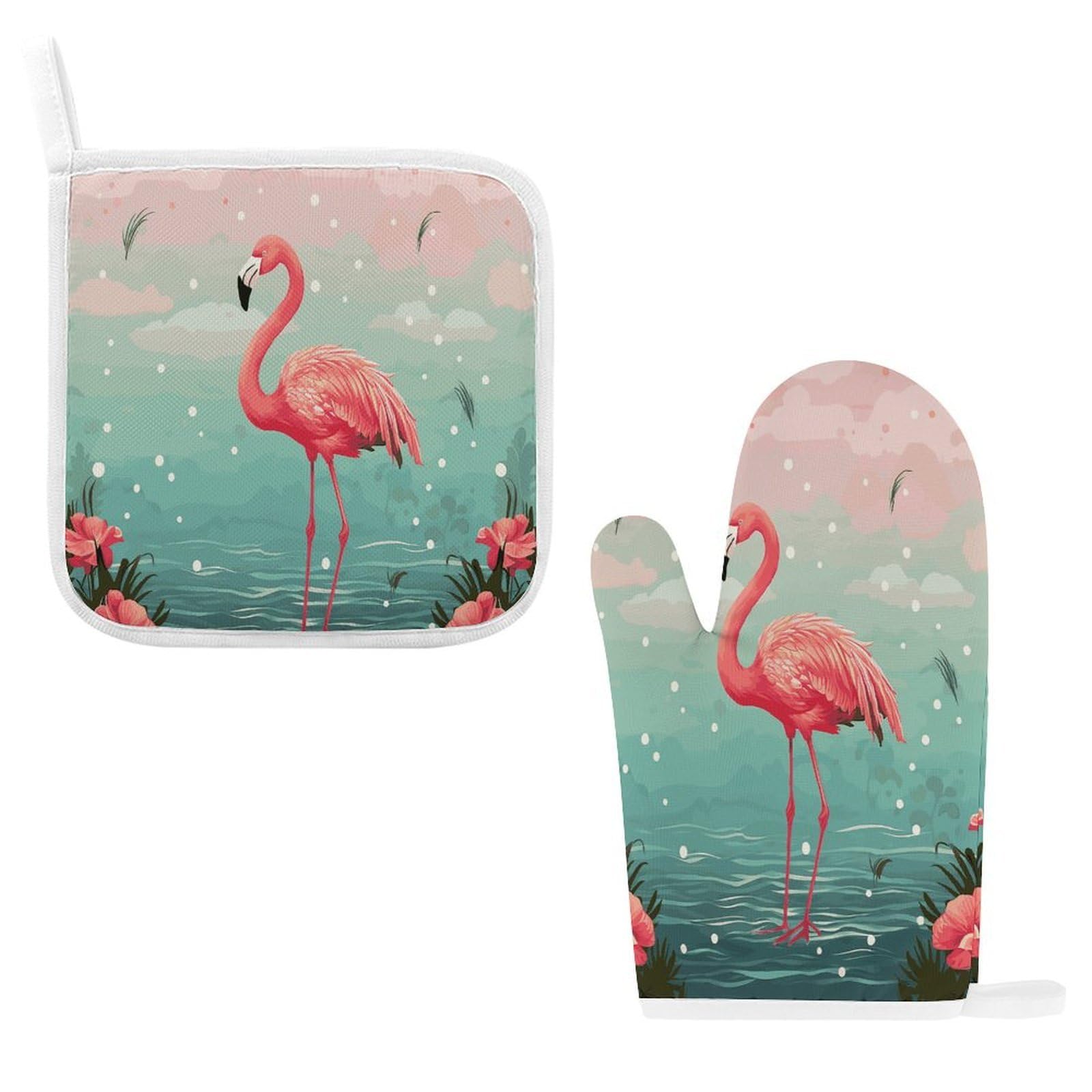 Fodpand Style Flamingos Oven Mitts And Pot Holders Sets