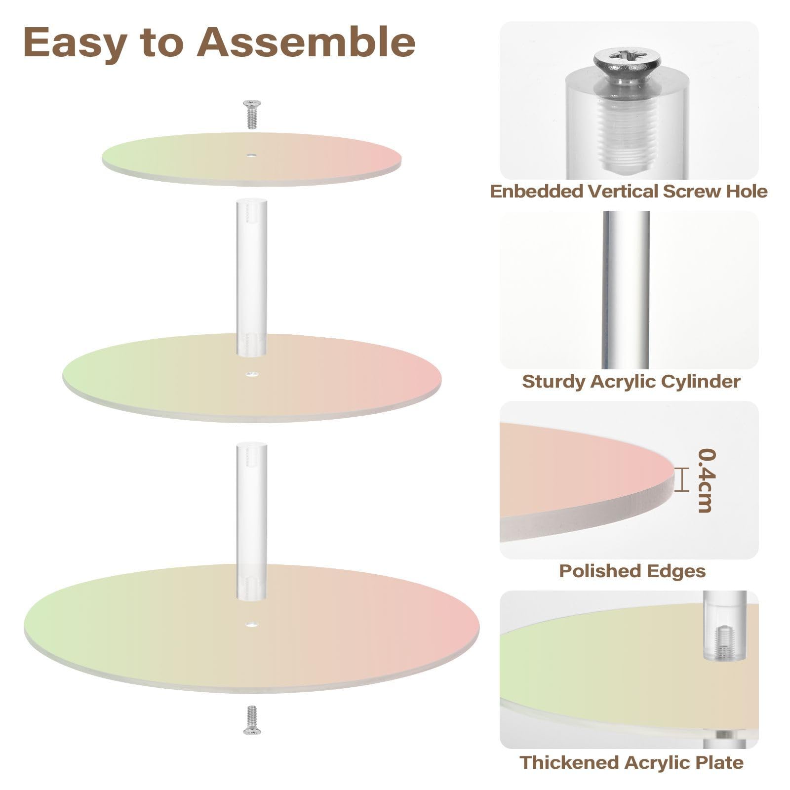 Zathe Green Pink Gradient Transparent Acrylic Tray Spill-Proof Three-Layer Display Trays Store Sundries In The Entrance Hall