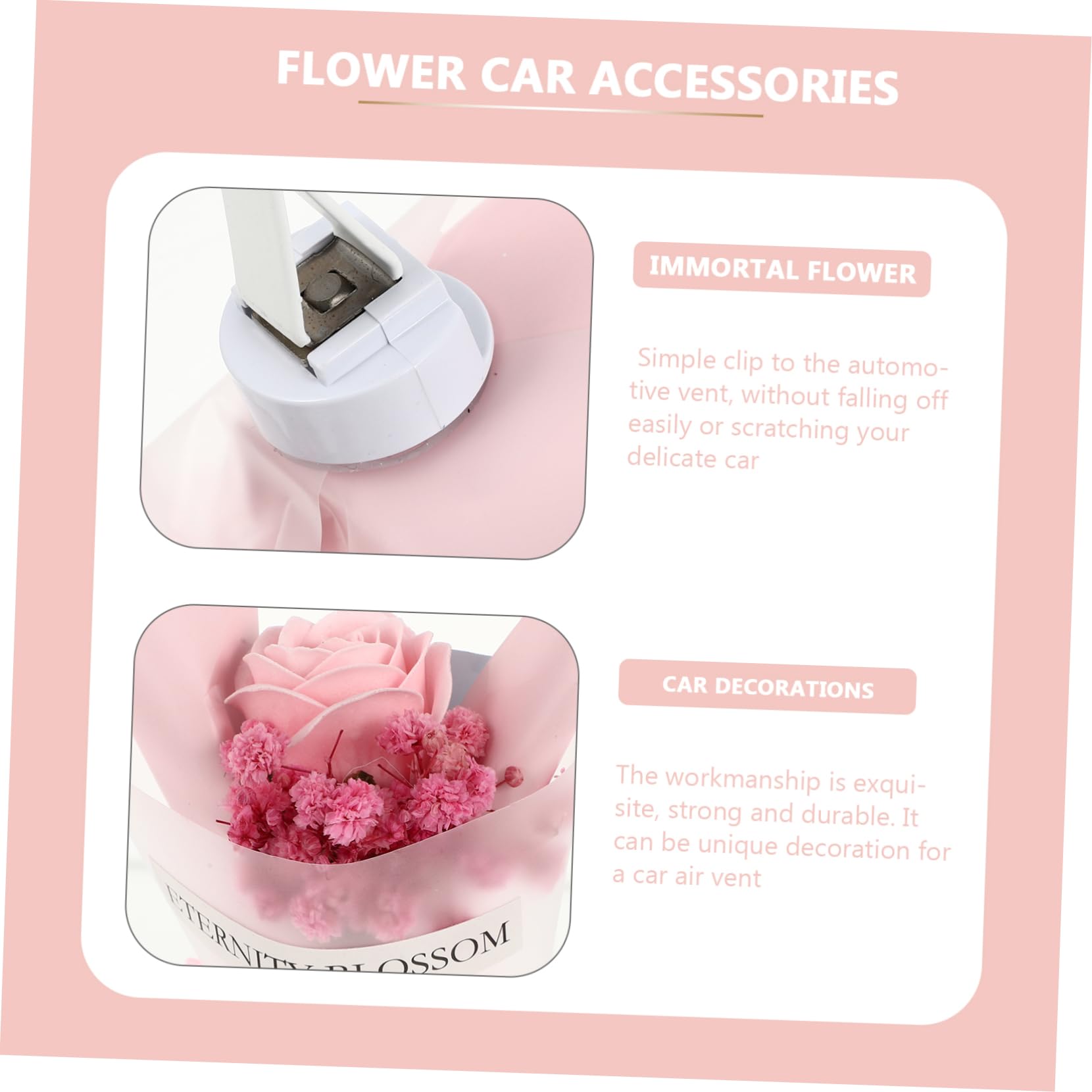 Gatuida 5pezzi Clip Diffusore Di Aromi Per Auto Con Fiore Immortale Decorazione Per Bocchette Aria Profumatore Per Auto Per Donne Per Occasioni Speciali e Regali Design Adorabile e