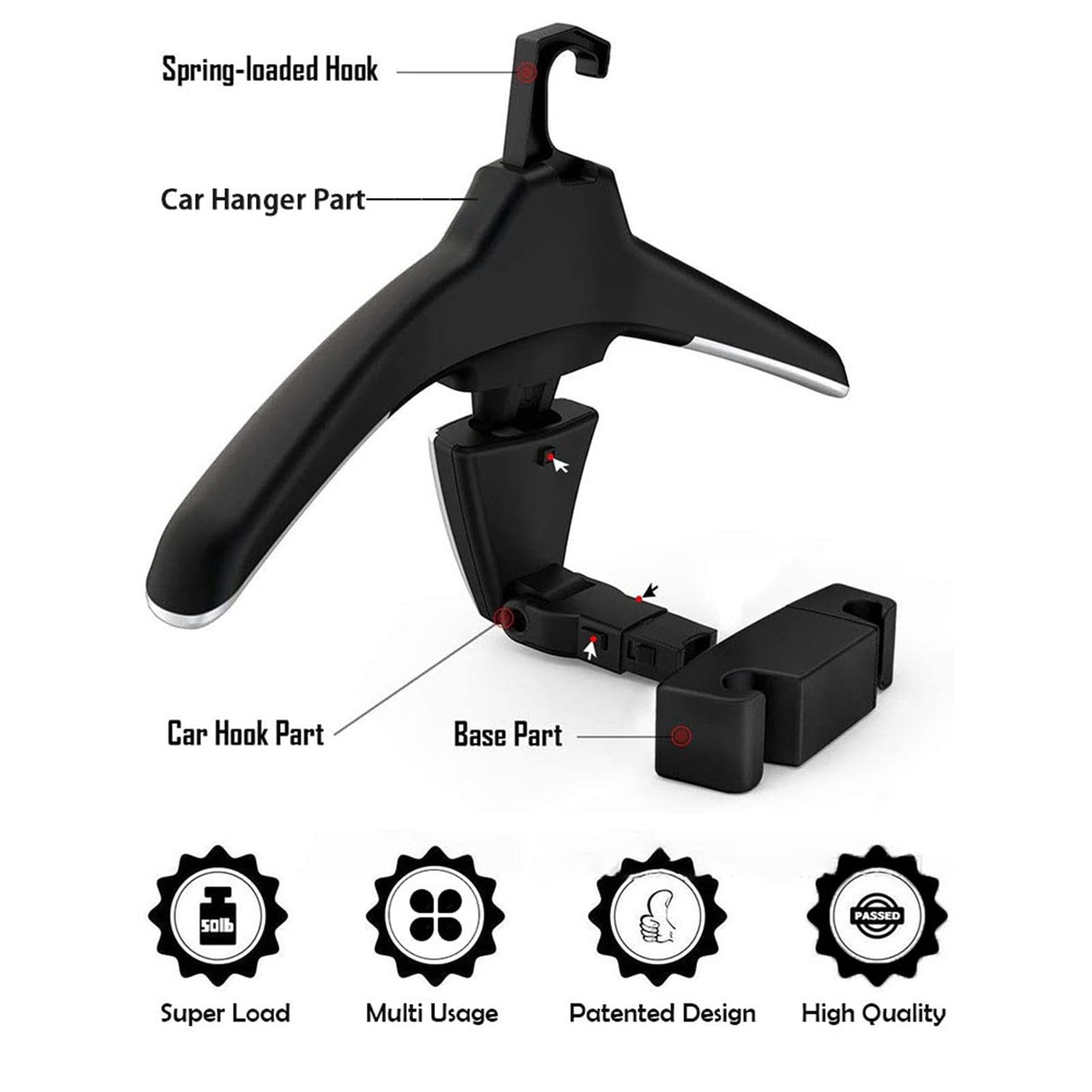 Appendiabiti per poggiatesta auto, gancio per riporre giacche e abiti | ideale per SUV, camion e, pratico accessorio per mantenere gli indumenti puliti e ordinati durante i viaggi