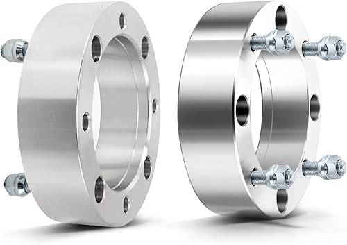 SCITOO Espaciadores de rueda 4x156 de 2 pulgadas de grosor de 5.11 pulgadas con pernos de 12 x 1.5, espaciadores de rueda plateados de 4 lengüetas