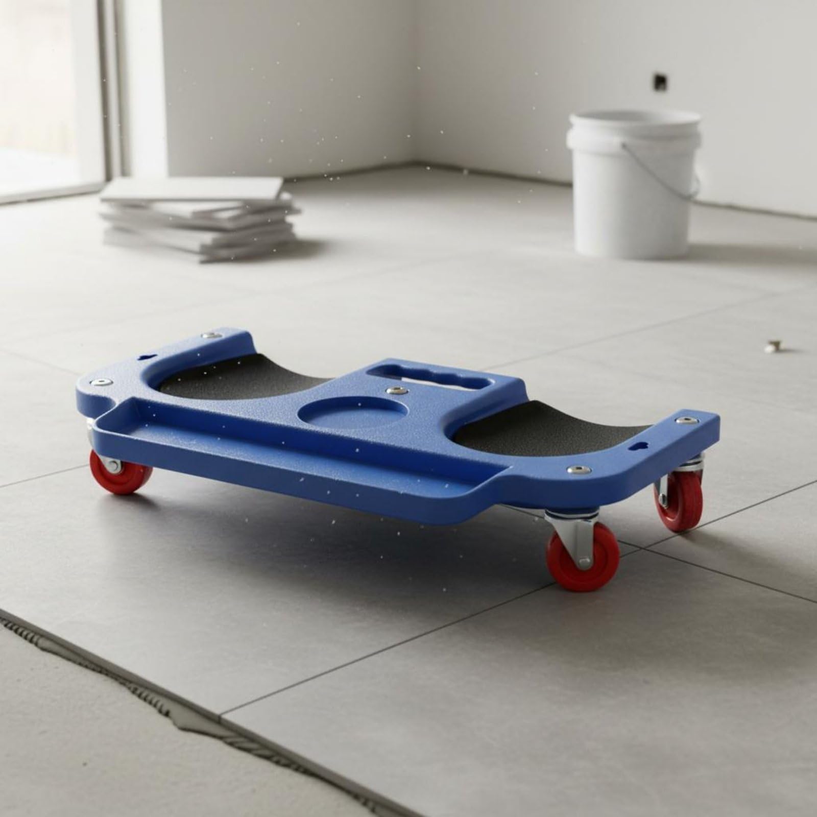 Gralara Rodillera con Ruedas Rodante Carro de Rodillas de Trabajo Cojín de Rodillas con Movilidad Fluida Gracias Ruedas 360 Bandeja y Soporte para Piezas, Rojo
