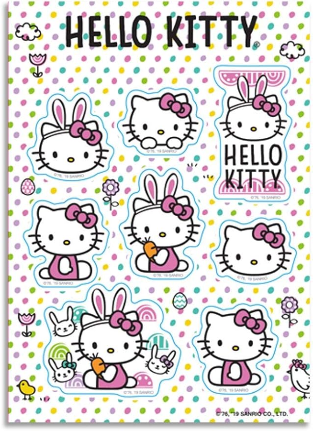 amazon com hello kitty 2019 easter sticker set 5 x7 toys games