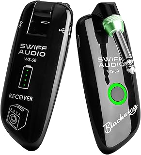 KOCAN WS-50 UHF Digital Guitar Wireless System (Transmitter + Receiver) 50M Transmission Range Built-in Rechargeable Battery for Electric Guitar Bass,UHF Transmitter Receiver Set