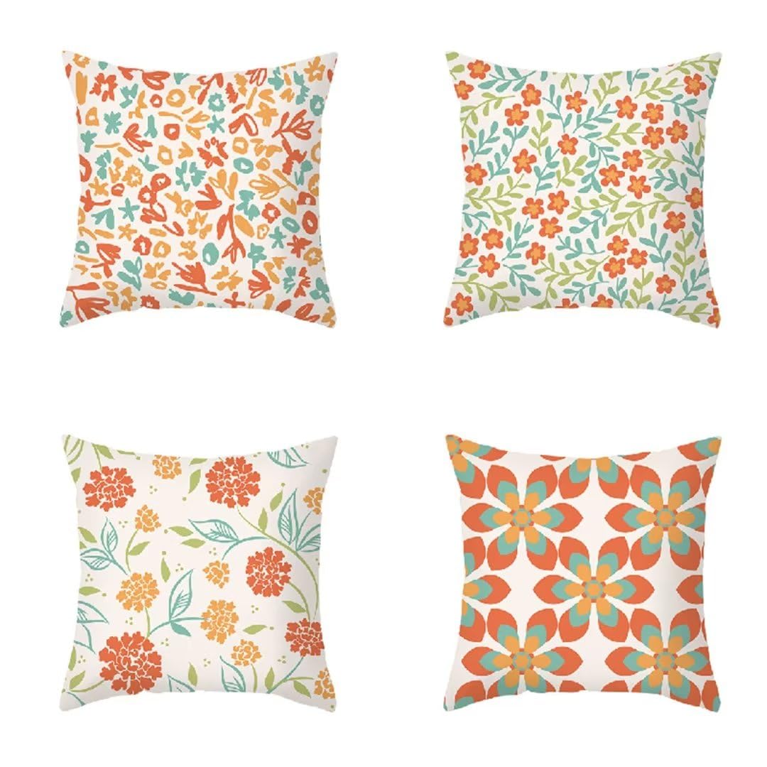 Funda de Almohada 70x70 cm Naranja Fundas Cojines Sofa Juego de 4 Funda Cojin Super Suave Almohadones Cojín, Amarillo Funda Cojines Cama con Cremallera Oculta Cojines Grandes para Sofá Dormitorio R597