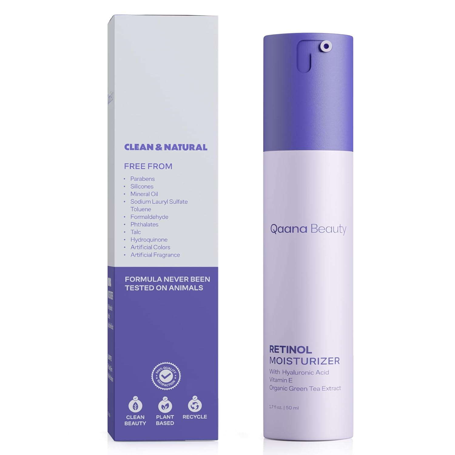 Qaana Collagen Retinol Face Cream for Deep Hydration | Anti-Aging Wrinkle & Fine Line Minimizer with Hyaluronic Acid & Bakuchiol | Day/Night Moisturizer for Women & Men, Made in USA