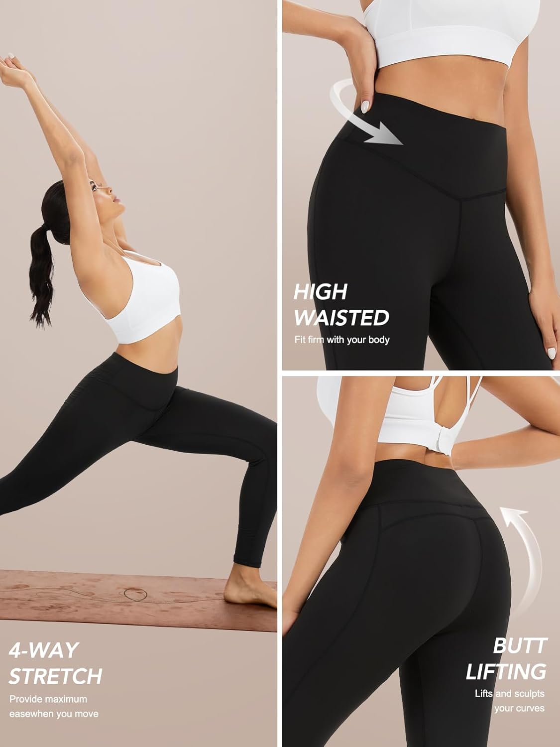 4 Pack Women's Fleece Lined Leggings, High Waisted Thermal Leggings for Women Winter Warm Workout Yoga Pants - Image 5