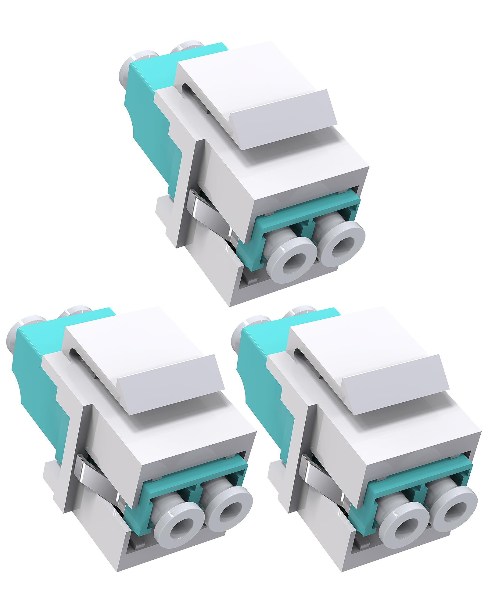 VANDESAIL 3PCS Duplex LC to LC Coupler Keystone Jack，LC UPC F/F Fiber Optic Adapter for Patch Panels and Wall Plates, LC to LC Multimode Fiber Coupler