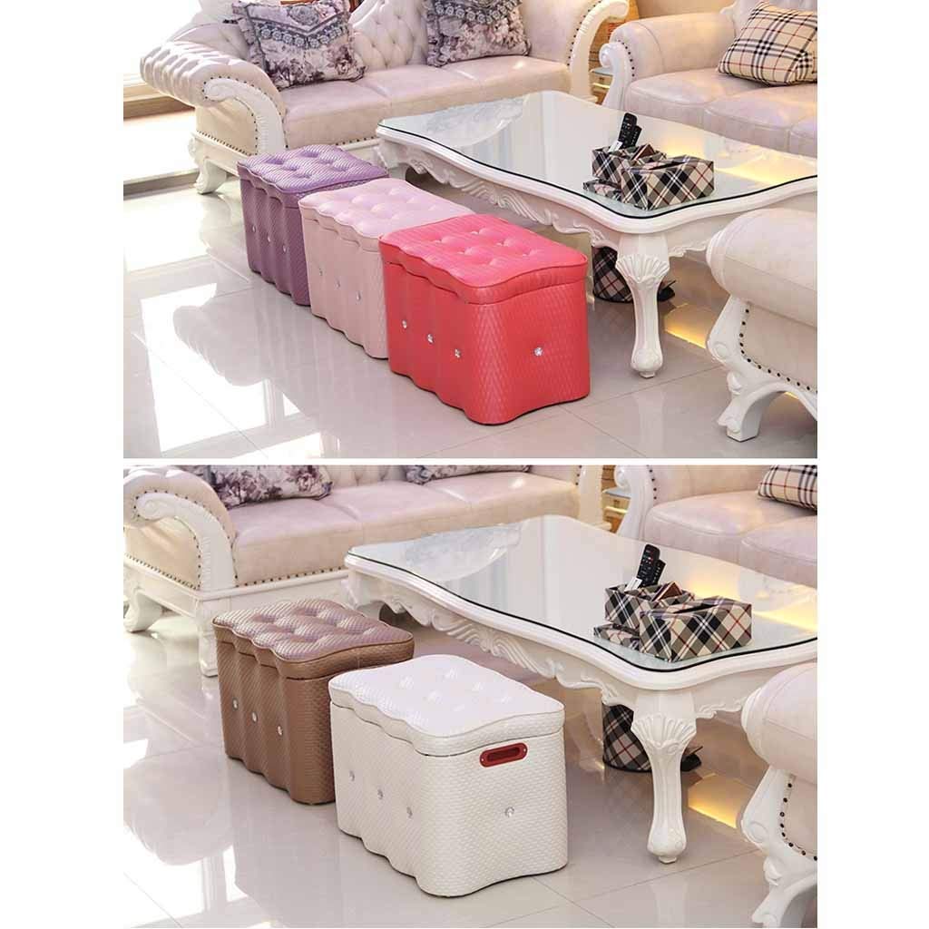 Repose-pieds blanc en cuir PU pour optimiser le rangement du salon