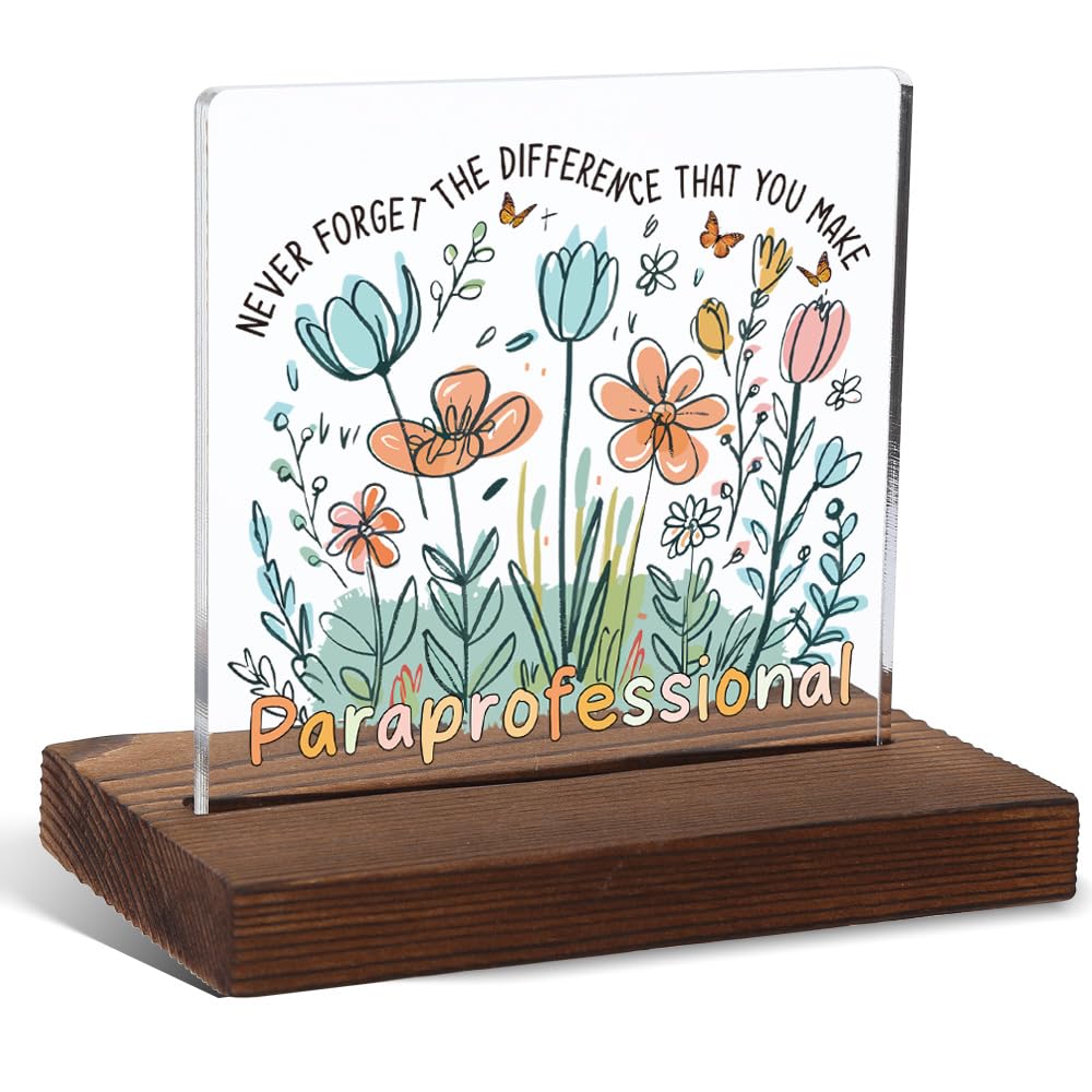 Paraprofessional Gifts from Student, Paraprofessional Appreciation Gifts, Paraprofessional Gifts, Paraprofessional Gifts for Women, Retro Acrylic Desk Sign,4 x4inch,HSJ37
