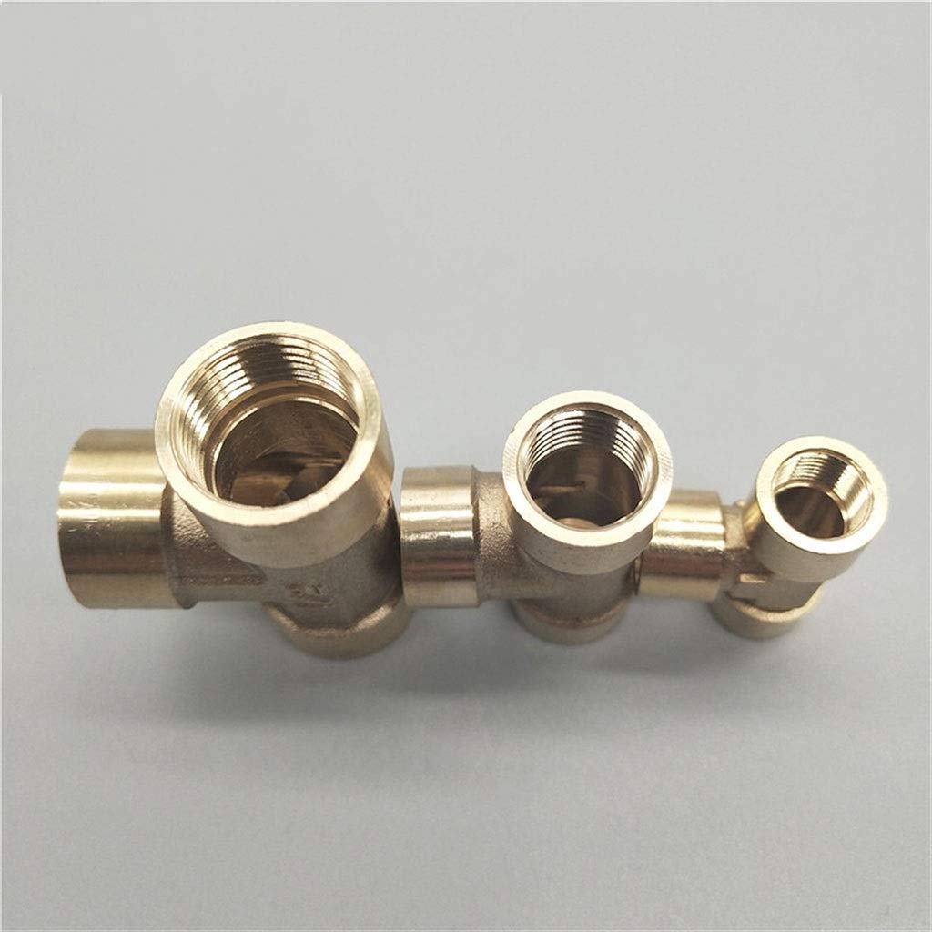 Accesorio de tubería, Conector de tubería en T de 3 vías con Rosca Hembra BSP de 1/8", 1/4", 3/8", 1/2", 3/4", 1", Adaptador de tubería de latón, Conectores de Acoplamiento(0.75 Inch)