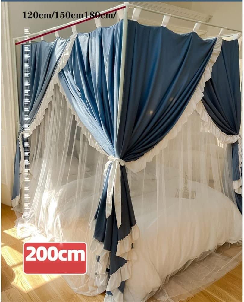 Elegancki, lekki, 4-rożny baldachim, romantyczna moskitiera księżniczki z solidną ramą, zasłona na łóżko dla dorosłych Dekoracja sypialni dla dziewcząt i chłopców (kolor: różowy