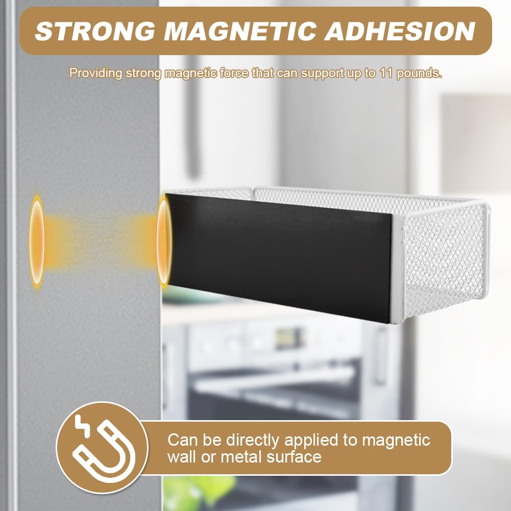 Magnetisches Regal für Waschmaschine magnetischer Korb- magnetischer Aufbewahrungsbehälter Behälter für Kühlschrank magnetischer Korb- für Wäsche Küche (groß weiß)