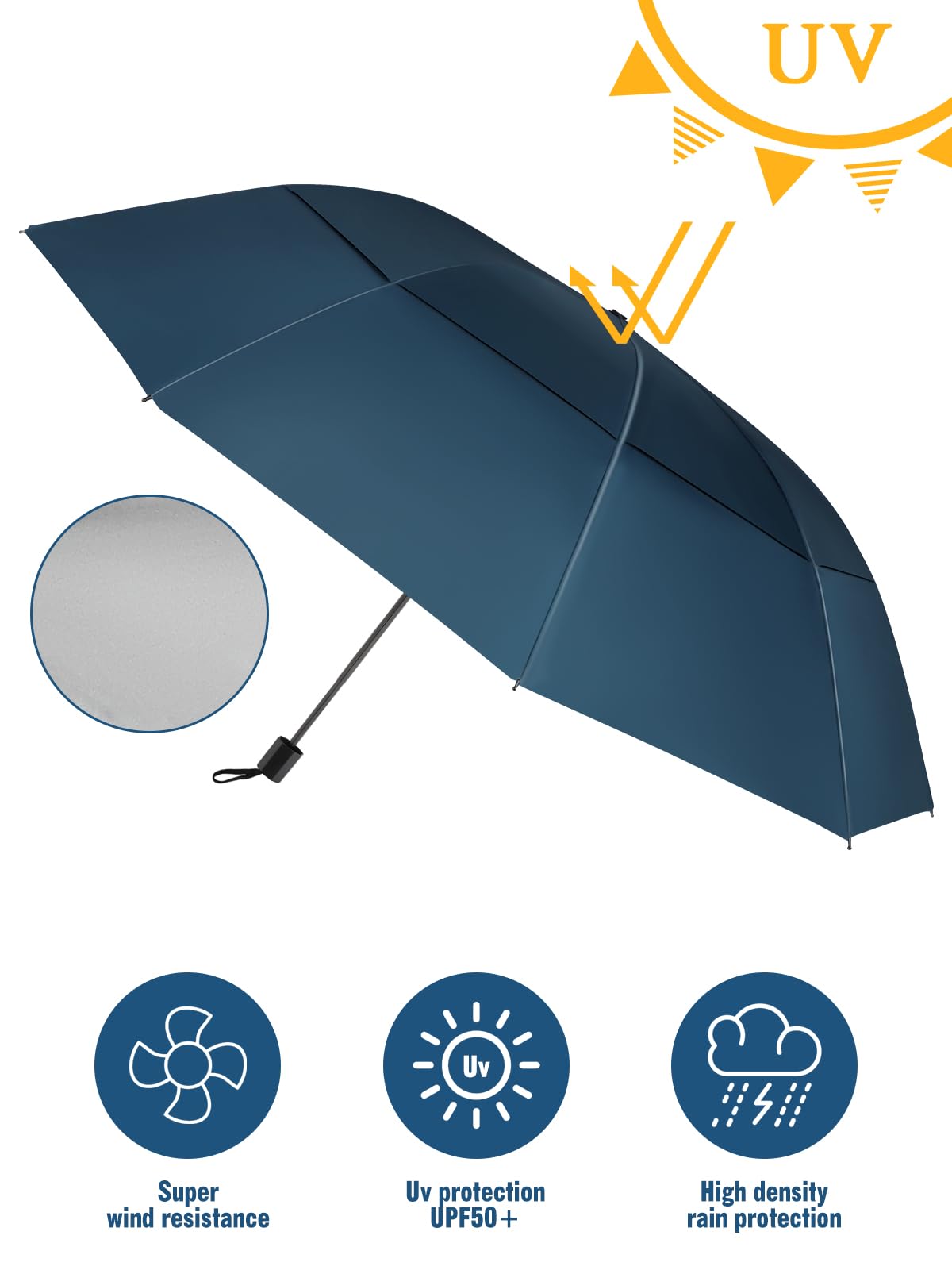 Kalolary 47/54/62 Pouces Grand Parapluie de Golf avec Protection UV, Parapluie à Double Couche Ventilée et Résistant Au vent, Parapluie Extra Large pour Homme Femme