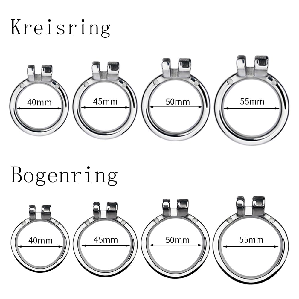 2023 Neu Mesh Atmungsaktiver Peniskäfig 5 Größen Mann Keuschheitskäfig Keuschheitsgürtel SM Bondage Cockringe mit Gürtel, Tragbar Cock Cage Fetisch Sexspielzeug für Männer (Gebogen/40mm, M)